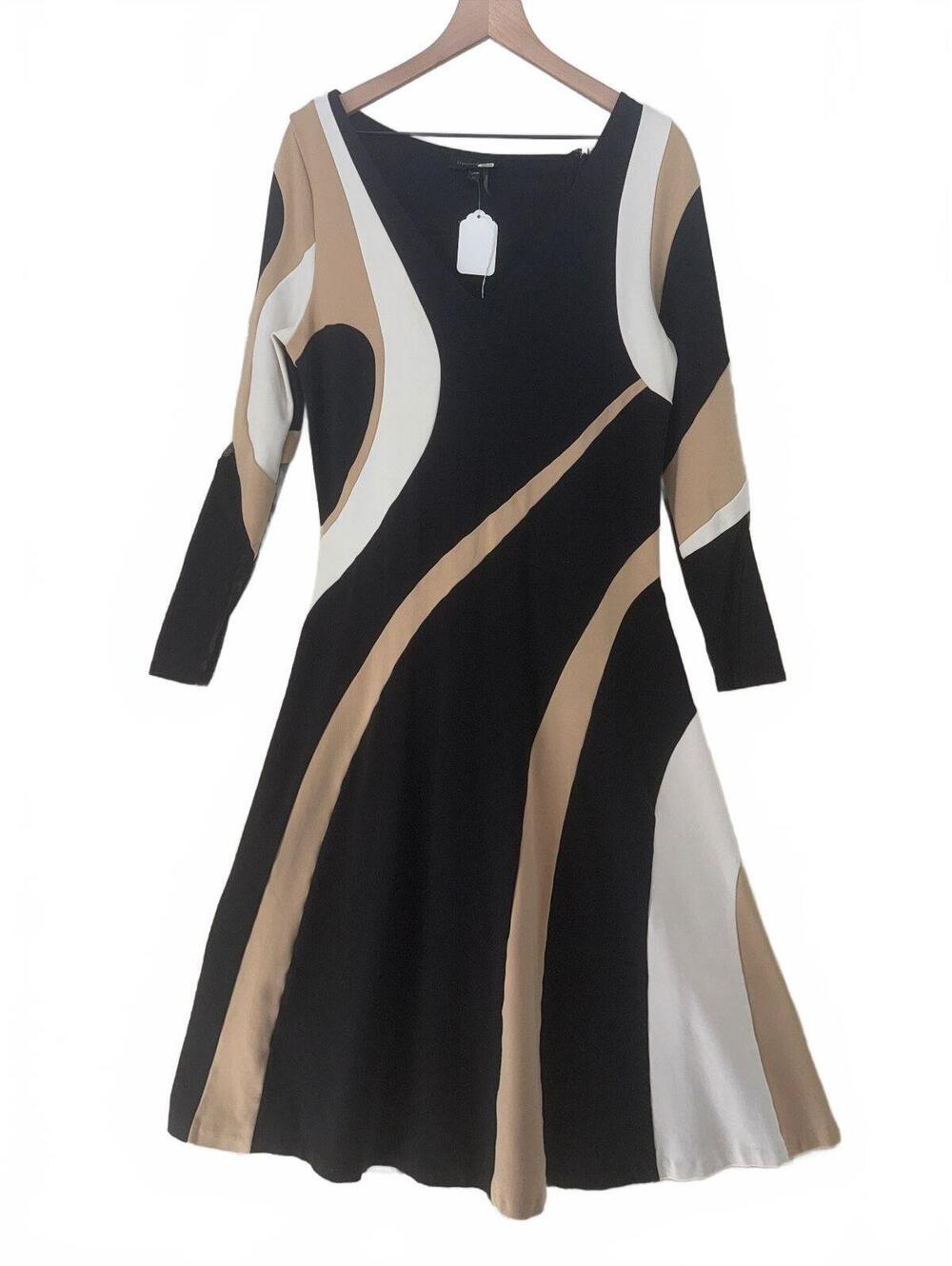 Donna Karan New York Colorblock Fit & Flare Midi Dress Women's 14 $375